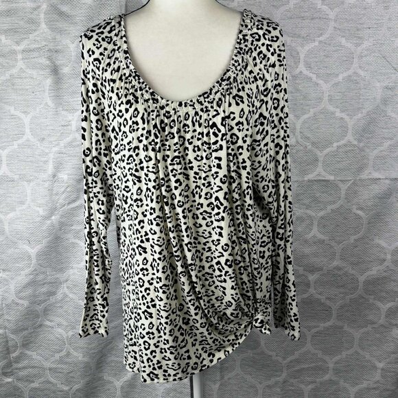 Jaclyn Smith Collection Leopard Print Scoop Neck Top – Size 2X - Picture 1 of 8